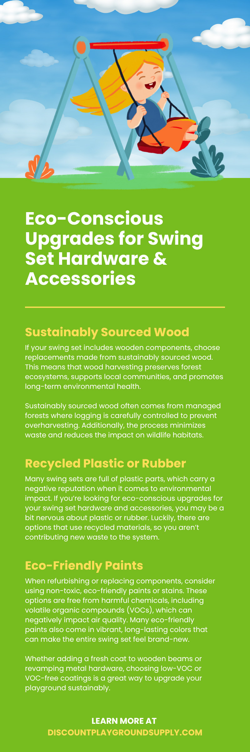 Eco-Conscious Upgrades for Swing Set Hardware & Accessories